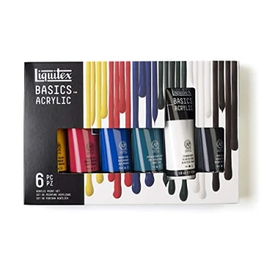 Afbeelding van Liquitex 3699420 Basics Acrylverf, mono gepigmenteerde kunstenaarspigmenten, lichtecht, medium viscositeit, achiv kwaliteit, zijdeglanzende afwerking 6 kleuren set a 118ml