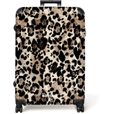 Afbeelding van NoBoringSuitcases.com® Koffer groot Reiskoffer lichtgewicht Panterprint Beige Zwart Rolkoffer met 4 wielen Grote trolley XL 98 liter bagage