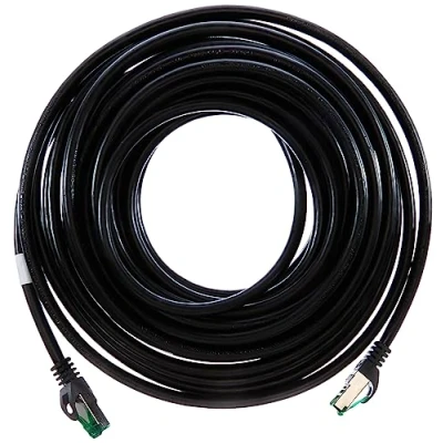 Afbeelding van Good Connections® PREMIUM Cat. 6A OUTDOOR patchkabel 10 m IP66 met vergrendelingsbescherming GIGABIT, Kopergeleider/CU S/FTP, PiMF 500MHz voor buiten, UV en waterbestendig ZWART