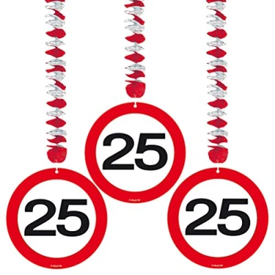 Afbeelding van Decoratie spiraal 25 jaar Verkeersbord 3 stuks