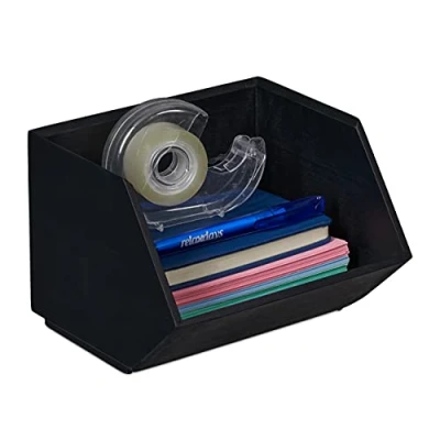 Afbeelding van Relaxdays bureau organizer bamboe stapelbaar brievenbak diverse designs postbak C