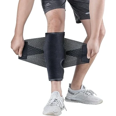 Afbeelding van Kuitbandage voor dames en heren, scheenbeenrails, compressieelastiek, verstelbaar, spataderen verlichten, spierpijn, zwellingen, verrekkingen, geschikt linker rechterbeen (S/M 2 stuks)