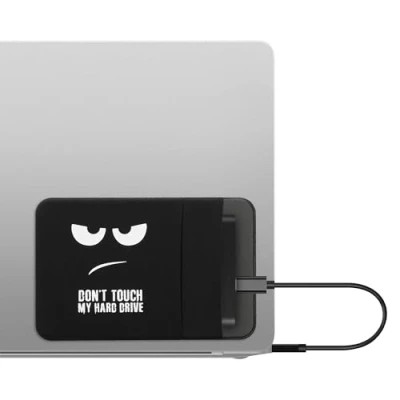 Afbeelding van kwmobile externe harde schijf hoes geschikt voor SanDisk Portable SSD, Samsung T7, Crucial X8, HDD hoesje 13 x 8,3 cm Met 2 opbergvakken SSD houder Don&#039;t touch my Hard Drive design