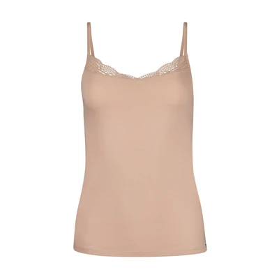 Afbeelding van Skiny dames spaghettishirt, beige, S