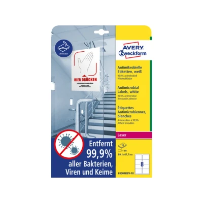 Afbeelding van Avery Etiketten Zweckform Antibacterie 99,1 Mm Wit 80 Stuks