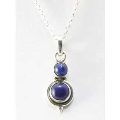 Afbeelding van Fijne zilveren hanger met lapis lazuli aan ketting