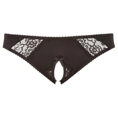 Afbeelding van Cottelli Plus Size Erotische Slip met Open Kruis en Kanten Inzetstukken Maat 4XL Zwart