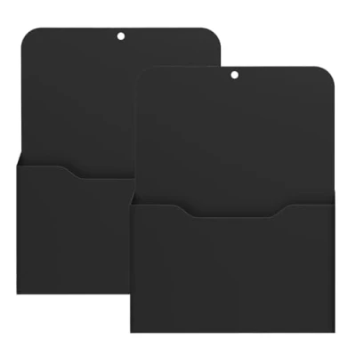 Afbeelding van MoKo Magnetische vijlhouder, A4 groot formaat koelkast opslag organisator magneet potlood kopjes marker papier brief pen houder briefpapier benodigdheden voor klaslokaal kantoor thuis, 2 stuks, zwart