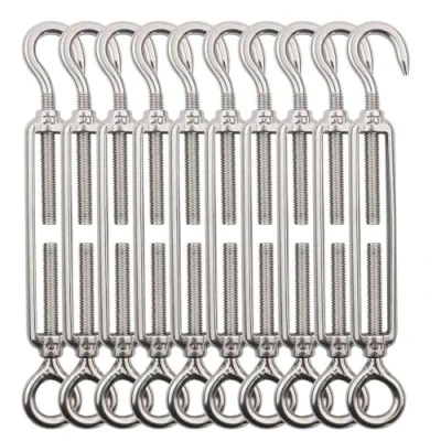 Afbeelding van TooTaci M5 Spanslot, roestvrij staal, kabelspanner, 10 stuks draadspanners, 304 kabelspanset, spanschroefhaak en oog, voor klimhulp, kabelsysteem, tuindraad,