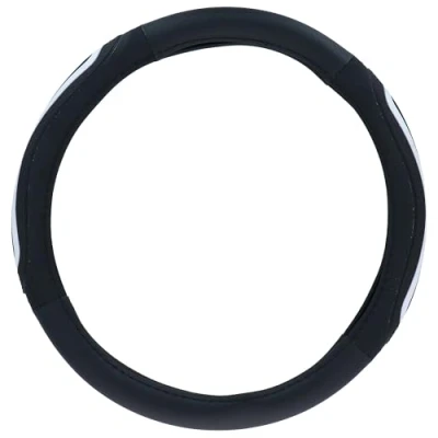 Afbeelding van Dunlop Stuurhoes Auto ?38CM Stuurwielen 37 39CM Comfortabele Grip Anti Slip Kunstleer Zwart/Wit