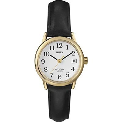 Afbeelding van Timex Easy Reader 25mm dameshorloge met lederen band en datumvenster T2H341