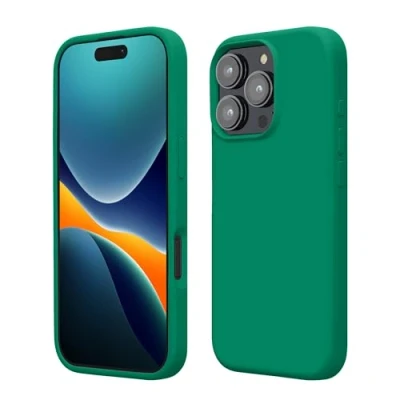 Afbeelding van kwmobile telefoonhoesje geschikt voor Apple iPhone 16 Pro Hoesje met siliconen coating Smartphone case in smaragdgroen