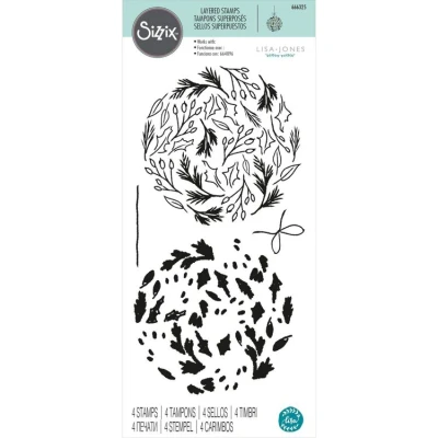 Afbeelding van Sizzix Layered Stamps by Lisa Jones Leafy Ornament (4pcs) (666325) (DISCONTINUED)