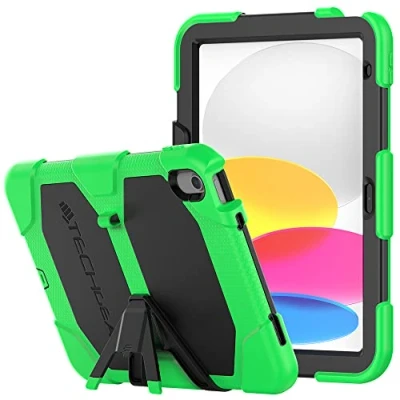 Afbeelding van TECHGEAR G SHOCK Ontwerp voor iPad 10 2022 [10e Generatie] 10,9 inch Stoere Robuuste HEAVY DUTY Armour Schokbestendig Survival Beschermhoes met standaard Kids Schools Builders Workman Case GROEN