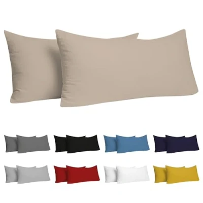 Afbeelding van Dreamzie Taie Pillow 70x40 cm (veel 2) 100% katoentrui 150 GSM Beige kussensloop 40x70 katoen resistent en hypoallergeen kussendeksel voor kussen