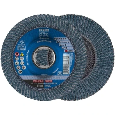 Afbeelding van PFERD Waaierschijf Polifan curve, 10 stuks, 125 mm X 14 mm, Z40, LOCK (22,23 mm), SGP STEELOX, 67689063 voor nauwkeurige keelnaad