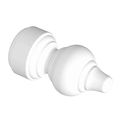 Afbeelding van Flairdeco Eindstukken voor 28 mm Ø gordijnroede, groefvorm, plastic, wit, 2 stuks