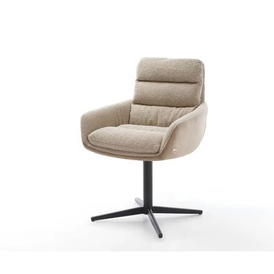 Afbeelding van DELIFE Draaistoel Abelia Flex met armleuning materiaalmix mud kruispoot zwart 360 draaibaar