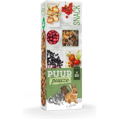 Afbeelding van Witte Molen Knaagdierensnack Knaagdier Puur Pauze Sticks Veenbes &amp; Vlierbes 110gr Tray 2st