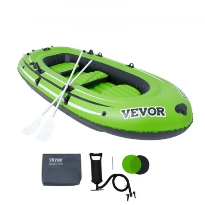 Afbeelding van VEVOR Opblaasbare boot, pneumatische vissersboot voor 5 personen, kajak van robuust pvc, met 116 cm aluminium hellingen, pomp hoog rendement, draagvermogen 499 kg, volwassenen en kinderen