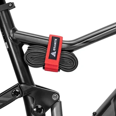 Afbeelding van Graniet Rockband MTB frame draagriem voor slangen en fietsgereedschapsset, fietsopbergoplossing het bevestigen van extra uitrusting aan je mountainbike BMX fiets (rood)