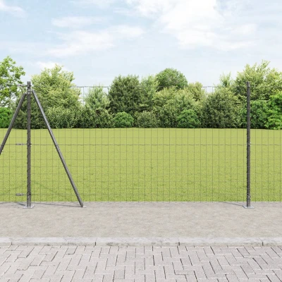 Afbeelding van vidaXL Euro Hek Set van 2 Grijs Staal 25 x 1.2 m Duurzaam