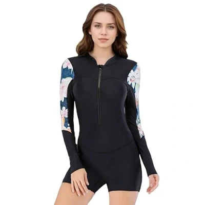 Afbeelding van BOMBIKINI surfbadkleding voor dames, uit één stuk bestaande UV bescherming en rashguard met lange mouwen