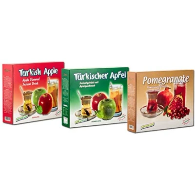 Afbeelding van ottoman Turkse appelthee, groen, rood en granaatappelthee, 250 g instantdrank met granaatappel appelsmaak, 3 delige set