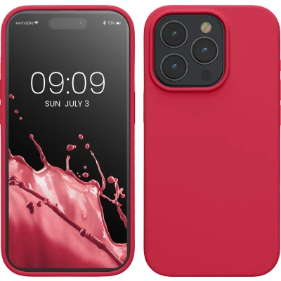 Afbeelding van kwmobile Case voor iPhone 15 Pro Slank TPU Hoesje met Zachte Afwerking In granaatappelrood