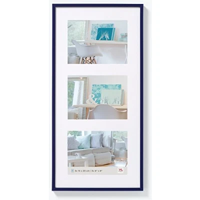 Afbeelding van Walther Design New Lifestyle Kunststof Fotolijst Drieluik Fotomaat 18x13cm Blauw