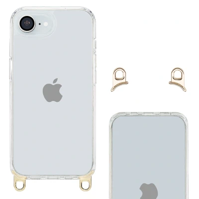 Afbeelding van Apple iPhone 16e Hoesje Kunststof Selencia Backcover/Koordhoesje/Hardcase Transparant Telefoonhoesje