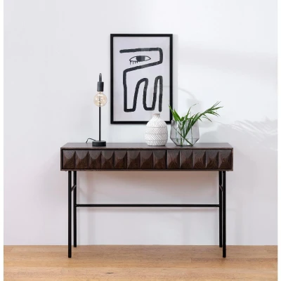 Afbeelding van Nordic Home Magnus eiken sidetable 117 cm espresso Hout
