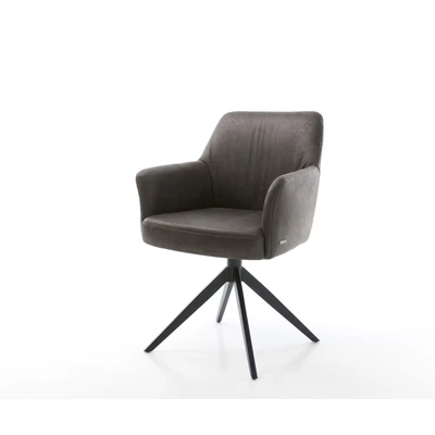 Afbeelding van DELIFE Draaistoel Xana Flex met armleuning microvelours antraciet vintage kruisframe breed zwart 360 draaibaar rocker functie pocketveer kern