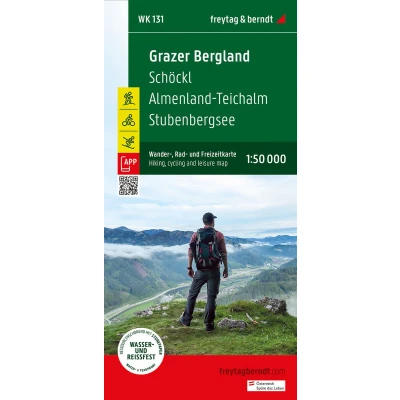 Afbeelding van Grazer Bergland, Wander , Rad und Freizeitkarte 1:50.000, freytag &amp; berndt, WK 131: Schöckl Almenland Teichalm Stubenbergsee, mit Infoguide, GPX Tracks, wasserfest reißfest