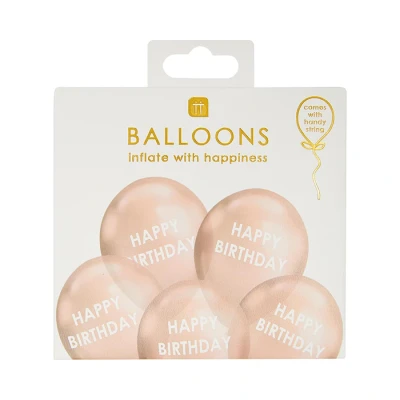 Afbeelding van Ballonnen Happy birthday roségoud (5st) Talking Tables