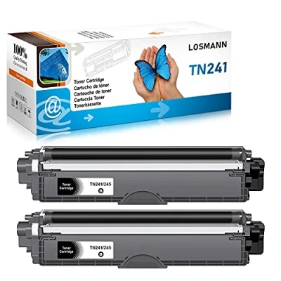 Afbeelding van Losmann 2 x zwarte tonercartridges, compatibel met Brother TN221 TN241 TN242 TN245 TN246 voor DCP 9015CDW 9020CDW 9022CDW HL 3140CW 3150CDN 3150CDW 3170CDW MFC 9130CW 9140CDN 9142CDN 9330CDW 9332CDW 9342CDW
