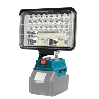 Afbeelding van AUTOJARE Acculamp van 5 inch voor Makita, 18 V, 60 W, draadloze led werklamp, accu, 5200 lumen, draagbare schijnwerper, 2 helderheidsinstellingen, bouwplaatslamp met USB opladers (geen accu)