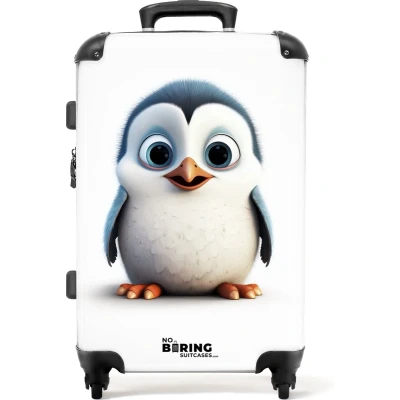 Afbeelding van NoBoringSuitcases.com Grote koffer Pinguïn kinderkoffer geschikt voor jongens en meisjes Reiskoffer large met 4 wielen Trolley op wieltjes 60 liter Rolkoffer groot kinderen Ruimbagage valies 20kg Reisbagage &amp; reisaccessoires middelgroot