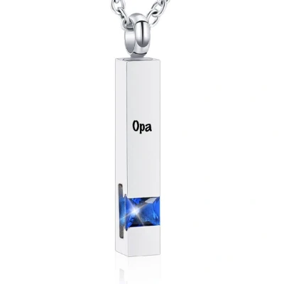 Afbeelding van Luxe Ashanger Met Ketting En Gravering Opa Assieraad Zilverkleurig Blauwe Steen As Gedenksieraad Urn Incl. vuller