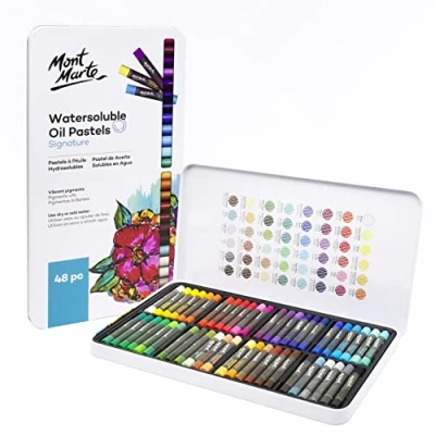 Afbeelding van Mont Marte Oliepastel Set 48 Stuks Zachte Oliepastels Krijt water oplosbar Intensieve Kleuren, Hoge Pigmentatie Ideaal voor Schilderen en Tekenen