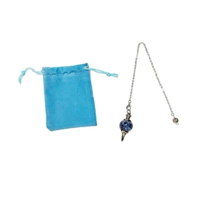 Afbeelding van Edelsteen kristal slinger vintage kogelkristal voor radiesthesie chakra Reiki waarzegging Wicca Meditatie (Sodalita)