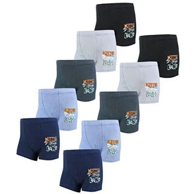Afbeelding van TupTam Boxershorts voor Jongens Kinderen Onderbroeken Set van 10, 10 / Donkerblauw/Blauw/Antraciet/Dinosaurus, 104 110