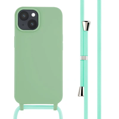 Afbeelding van Apple iPhone 15 Hoesje Siliconen en TPU (zacht) iMoshion Softcase/Koordhoesje/Backcover Groen Telefoonhoesje
