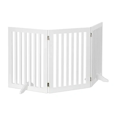 Afbeelding van Relaxdays kinderhekje zonder boren hondenhek binnen haardhek wit MDF 70 cm hoog 3 panelen