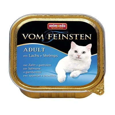 Afbeelding van Animonda Vom Feinsten Adult Kattenvoer, Nat Voer Voor Volwassen Katten, Met Zalm + Garnalen, 32 X 100 G