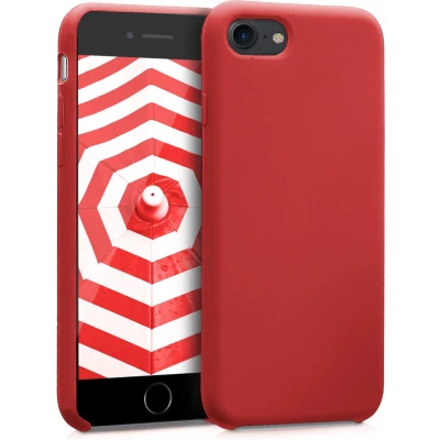 Afbeelding van kwmobile telefoonhoesje geschikt voor Apple iPhone SE (2022) / (2020) 8 7 Hoesje met siliconen coating Smartphone case in donkerrood