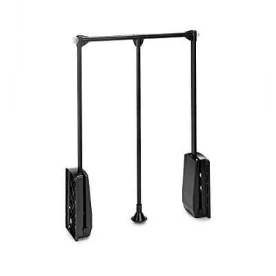 Afbeelding van Emuca Pull Down Hangende Rail voor Garderobe, Staal en kunststof, Zwart, 450 600mm