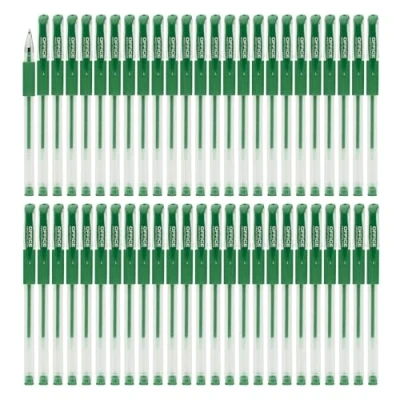 Afbeelding van OFFICER PRODUCTS Gelbalpen Balpen 50 stuks (50 stuks) / gelinkt Kleur: groen/bal diameter: 0,5 mm/gelpennen gelpennen/waterdicht en niet vervagende inkt/rubberen grip