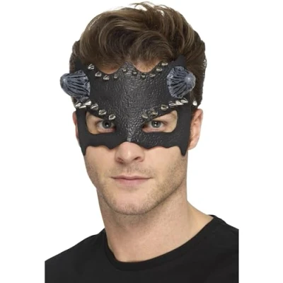 Afbeelding van Smiffys Devil Studded Kostuum Oogmasker Zwart