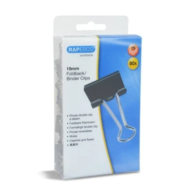 Afbeelding van Rapesco 1429 19 mm Papierklemmen, Zwart, Verpakking van 80